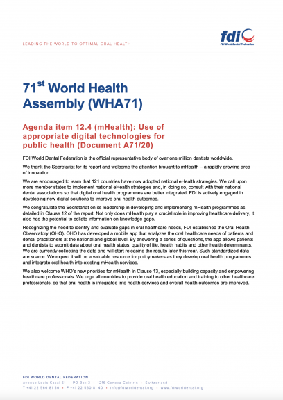 WHA71 - Use of appropriate digital technologies for public health